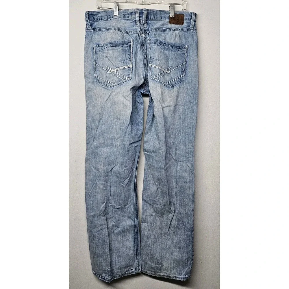 BKE By Buckle Seth Mens 34L 34x34 Light Wash Bootcut Blue Jeans Y2K 100% Cotton